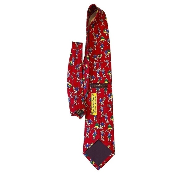 Red Silk Soccer Theme Tie ❤️ - Picture 2 of 6